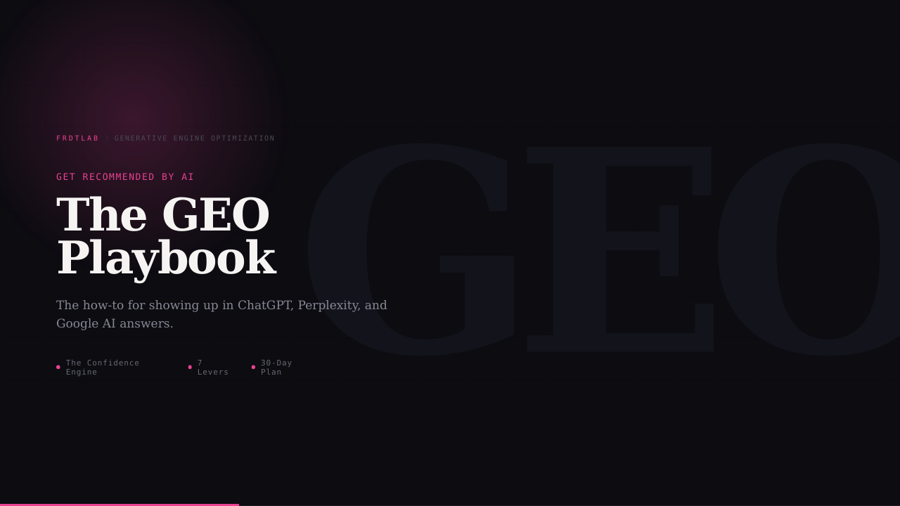 Get Recommended by AI, The GEO Playbook cover