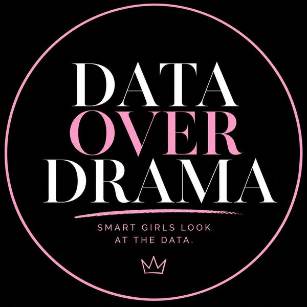 Data Over Drama badge: Smart girls look at the data